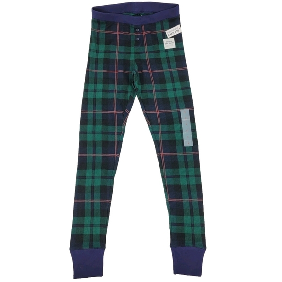 Old Navy Pajama Pants Small Thermal Black Watch Plaid Matching Family Jogger NEW - Picture 1 of 17